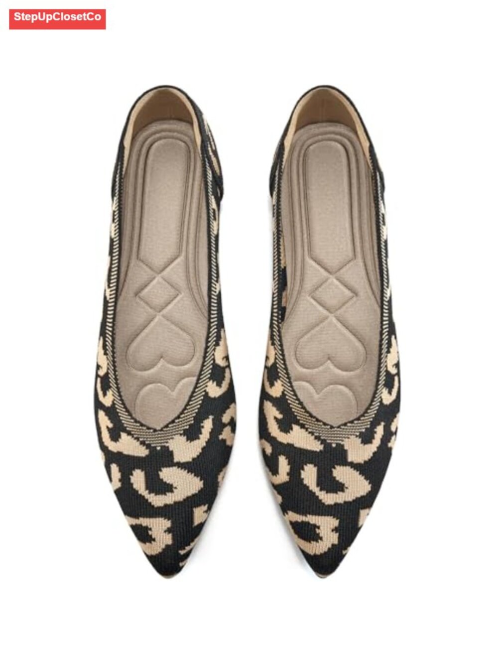 Women's Pointed Toe Knit Ballet Flats Memory Foam Slip On Comfort